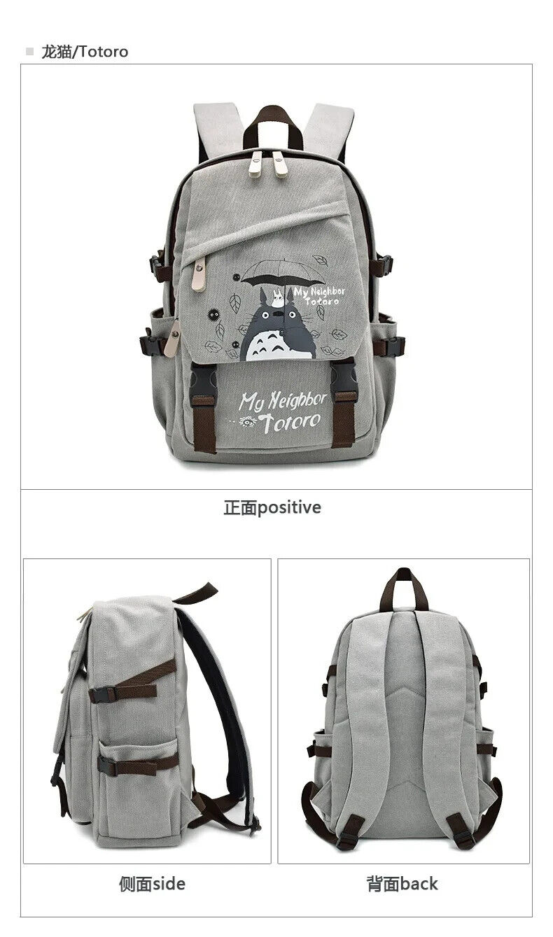 Studio Ghibli My Neighbor Totoro Anime Backpack Bag Grey