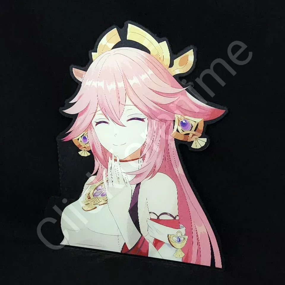 Genshin Impact: Yae Miko 3D Motion Moving Laptop Sticker Cute Lenticular Decal