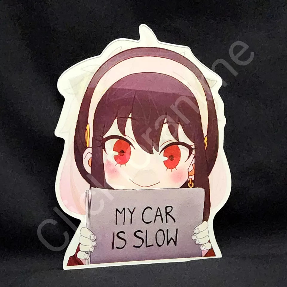 Spy x Family: Twilight Anya Yor My Car Is Slow 3D Moving Sticker Anime Decal Cute Notebook Car Laptop