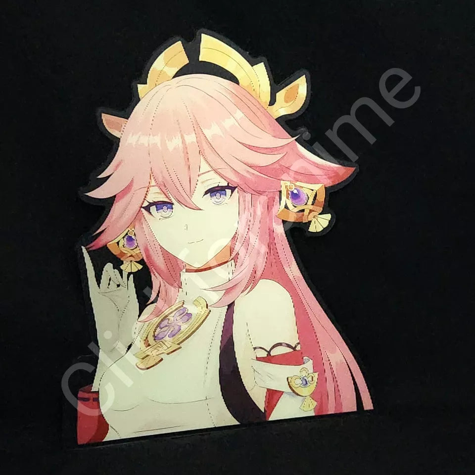 Genshin Impact: Yae Miko 3D Motion Moving Laptop Sticker Cute Lenticular Decal