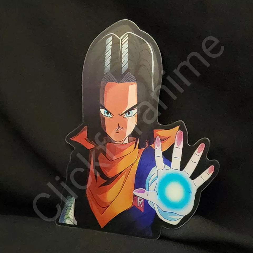 Dragon Ball Z Android 17 + 18 , 3D Moving Sticker Anime Manga Lenticular Decal