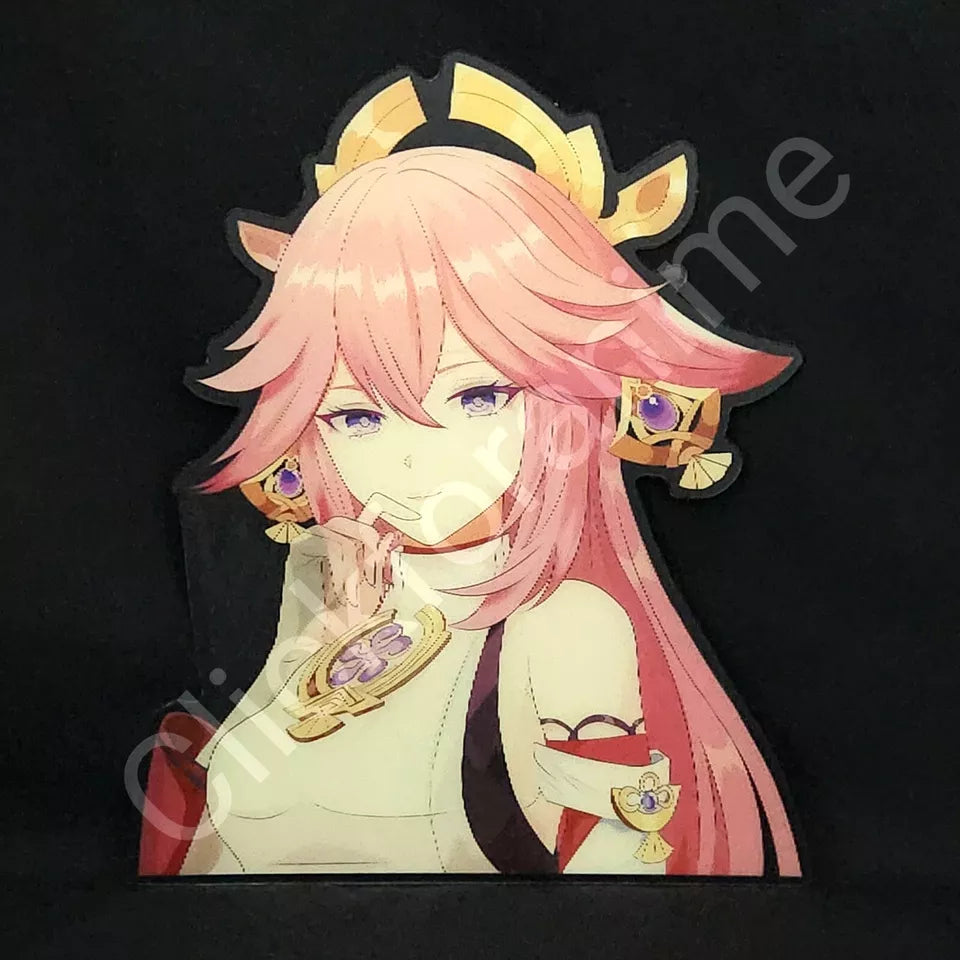 Genshin Impact: Yae Miko 3D Motion Moving Laptop Sticker Cute Lenticular Decal