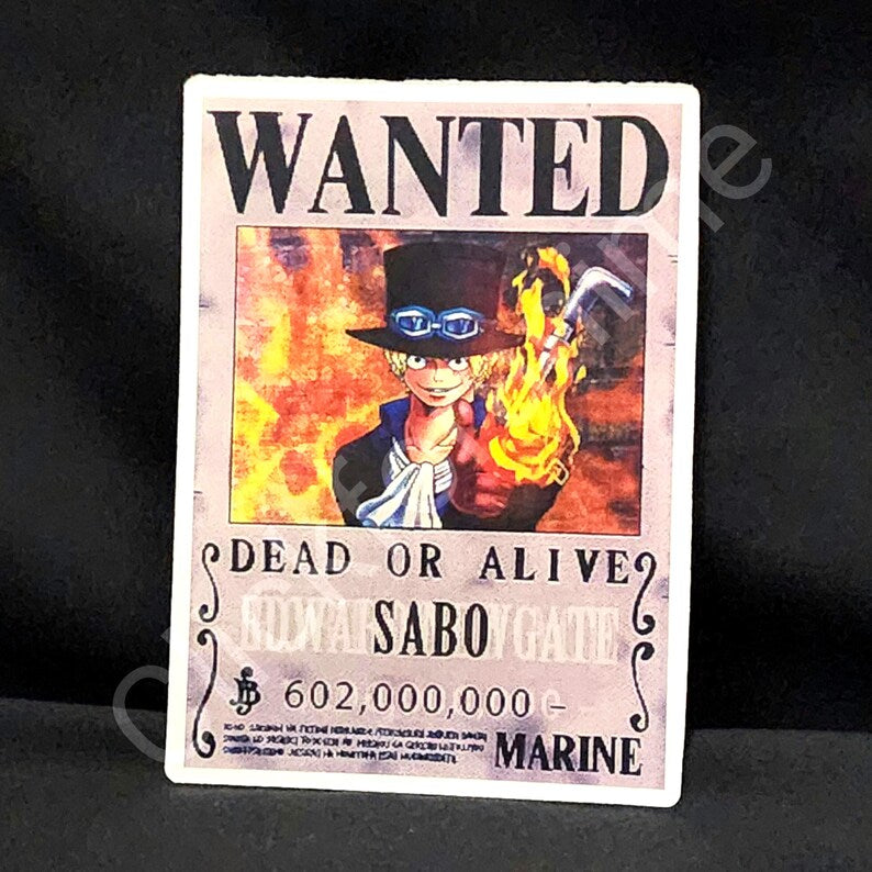 One Piece: Edward Sabo Portgas D. Ace Wanted 3D Moving Sticker Lenticular Decal