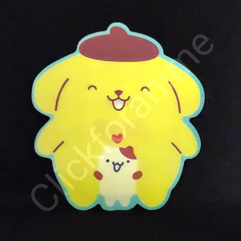 Sanrio: Pompompurin 3D Motion Moving Laptop Sticker Cute Decal Kawai Notebook Car