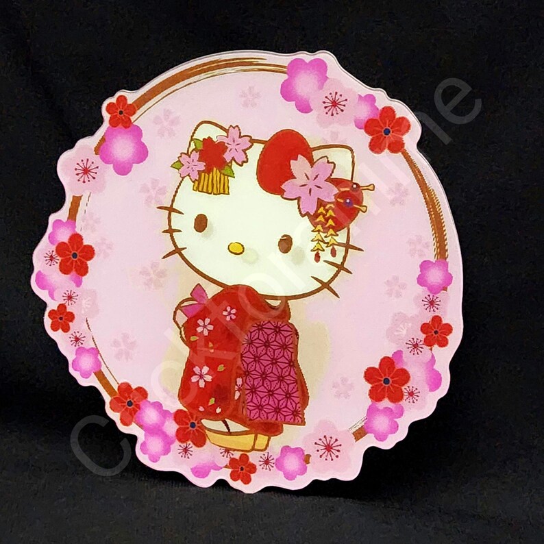 Sanrio: Hello Kitty in a Kimono 3D Motion Sticker Laptop Cute Lenticular Japanese Car Notebook