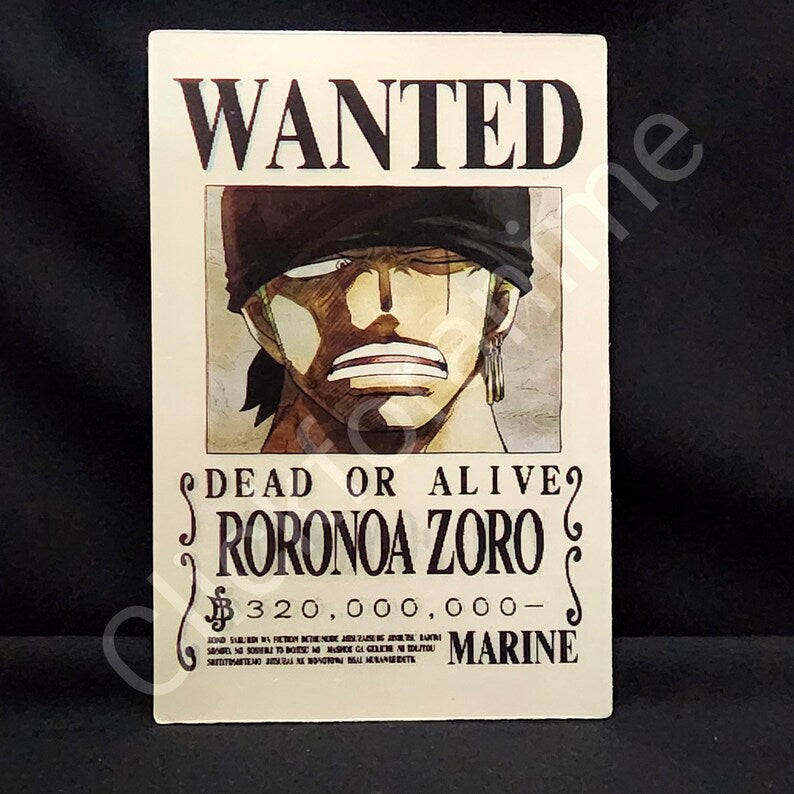 One Piece: Wanted poster Luffy Zoro 3D Moving Sticker Anime Lenticular Decal