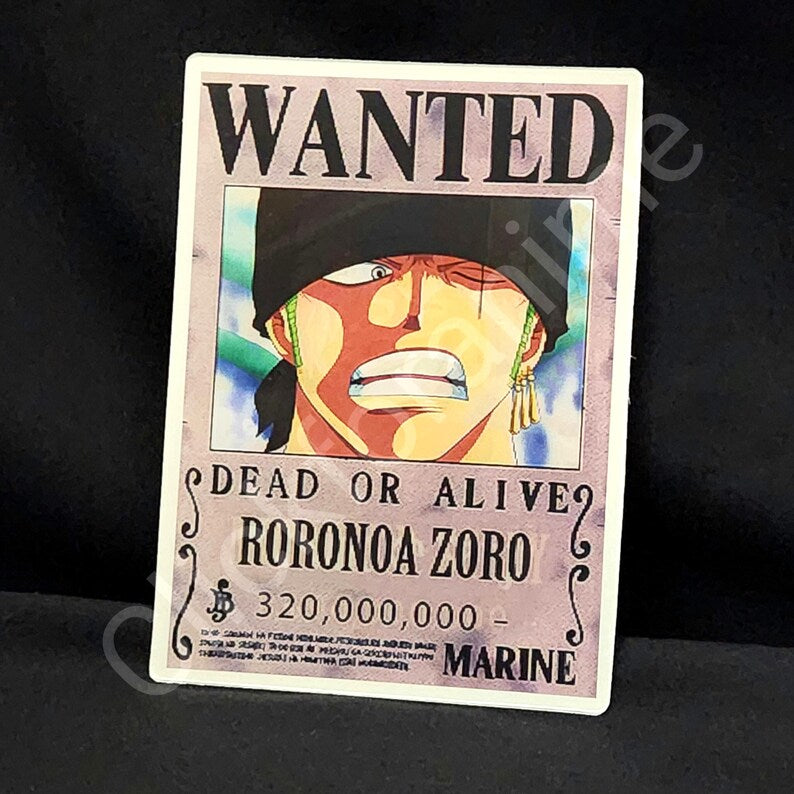 One Piece: Luffy Zoro Sanj Wanted Poster 3D Moving Sticker Lenticular Car Decal