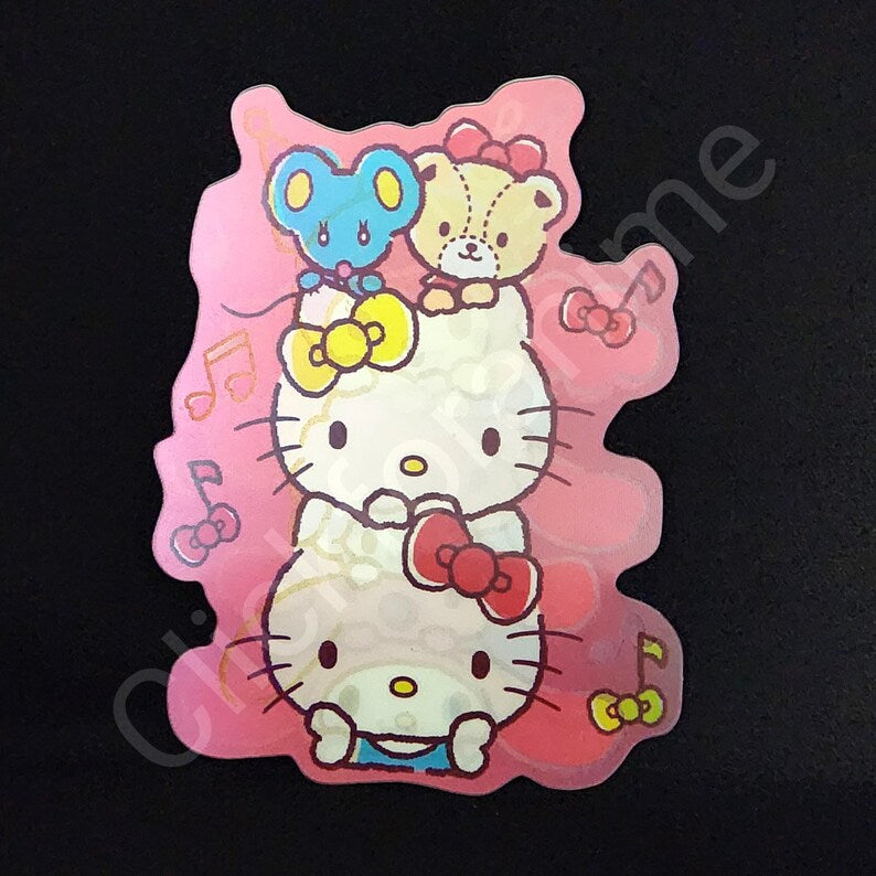 Sanrio: Hello kitty Kuromi Melody 3D Motion Sticker Laptop Cute Lenticular Decal Car Notebook