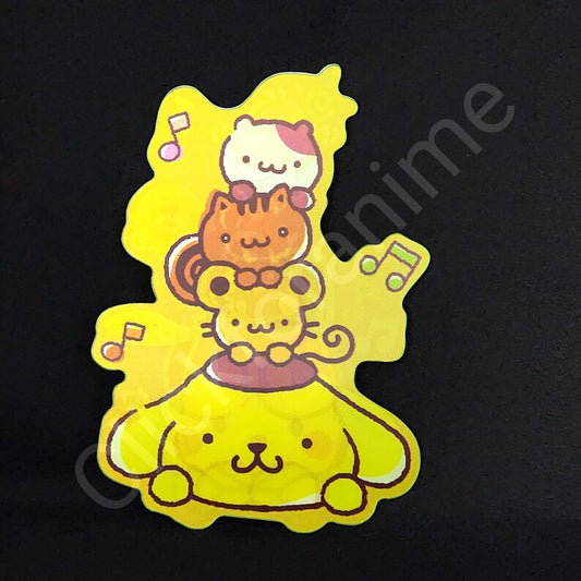 Sanrio: Pompompurin pochacco Keroppi 3D Motion Sticker Laptop Lenticular Decal Car Notebook