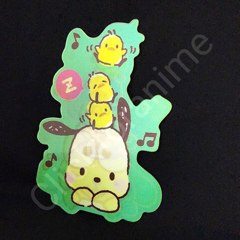 Sanrio: Pompompurin pochacco Keroppi 3D Motion Sticker Laptop Lenticular Decal Car Notebook