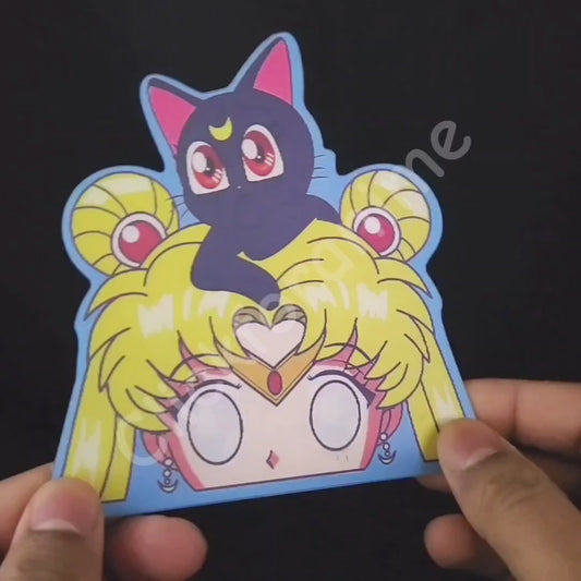 Sailor Moon 3D Motion Moving Sticker Anime Lenticular luna Decal