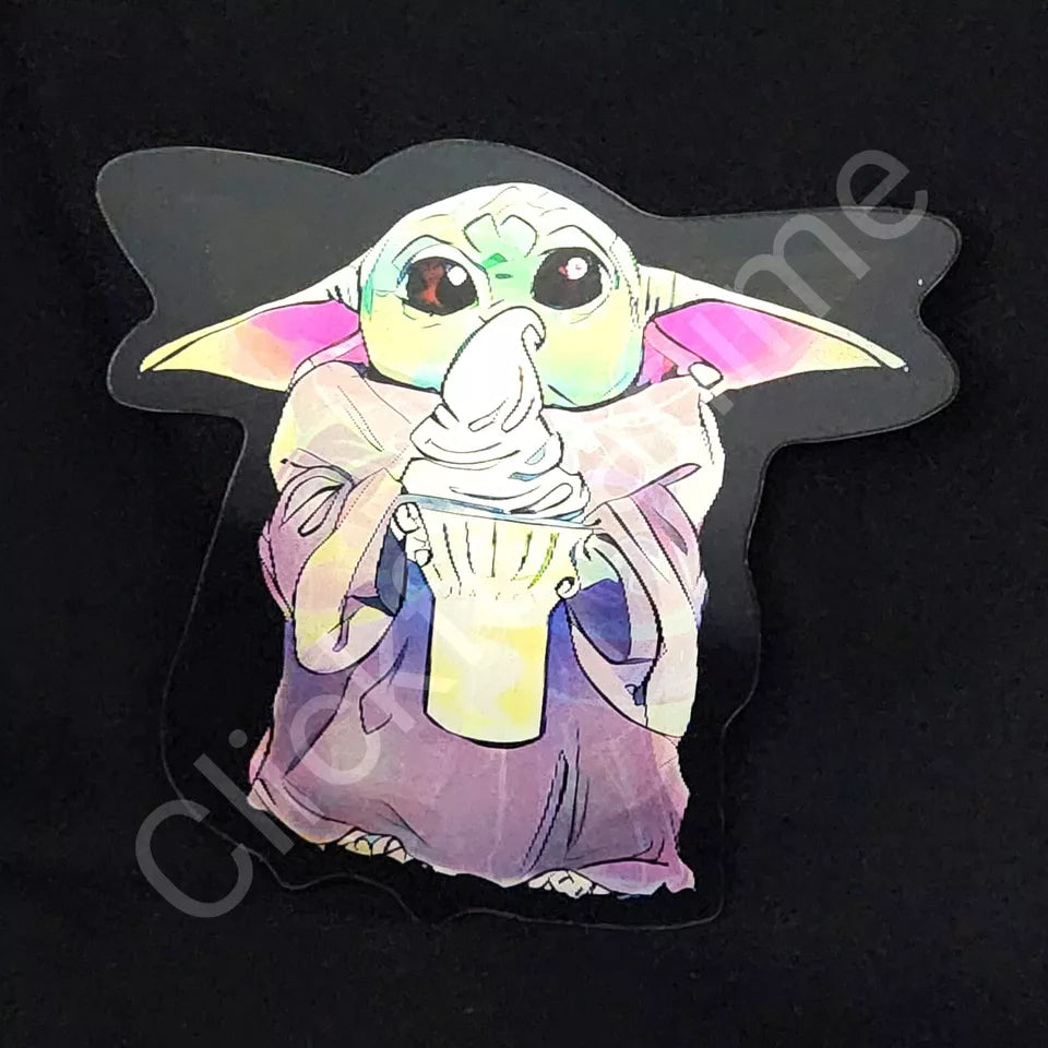 Baby Yoda Grogu 3D Moving Laptop Car Sticker Lenticular Decal Star wars Pizza Cute Notebook Car Laptop