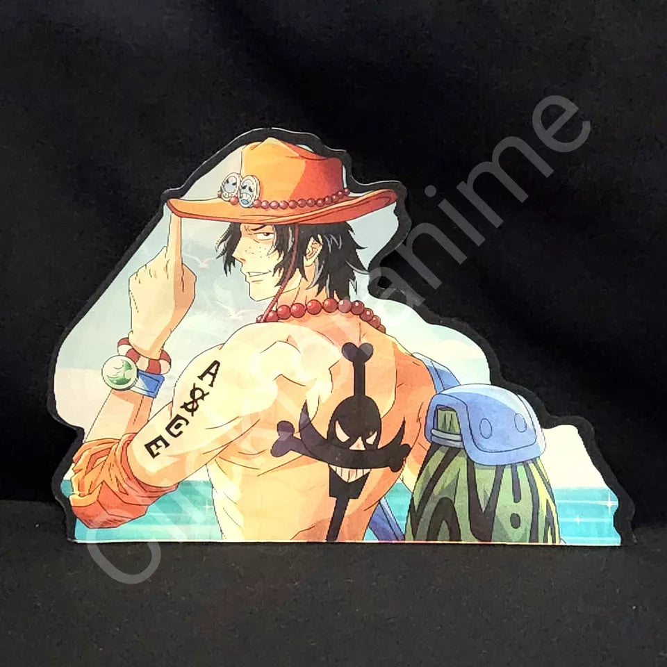 One Piece: Portgas D. Ace 3D Moving Car Laptop Sticker Anime Lenticular Decal