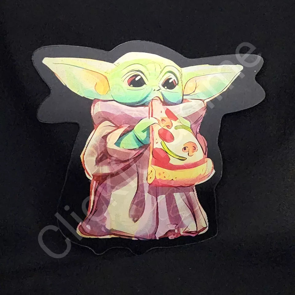 Baby Yoda Grogu 3D Moving Laptop Car Sticker Lenticular Decal Star wars Pizza Cute Notebook Car Laptop