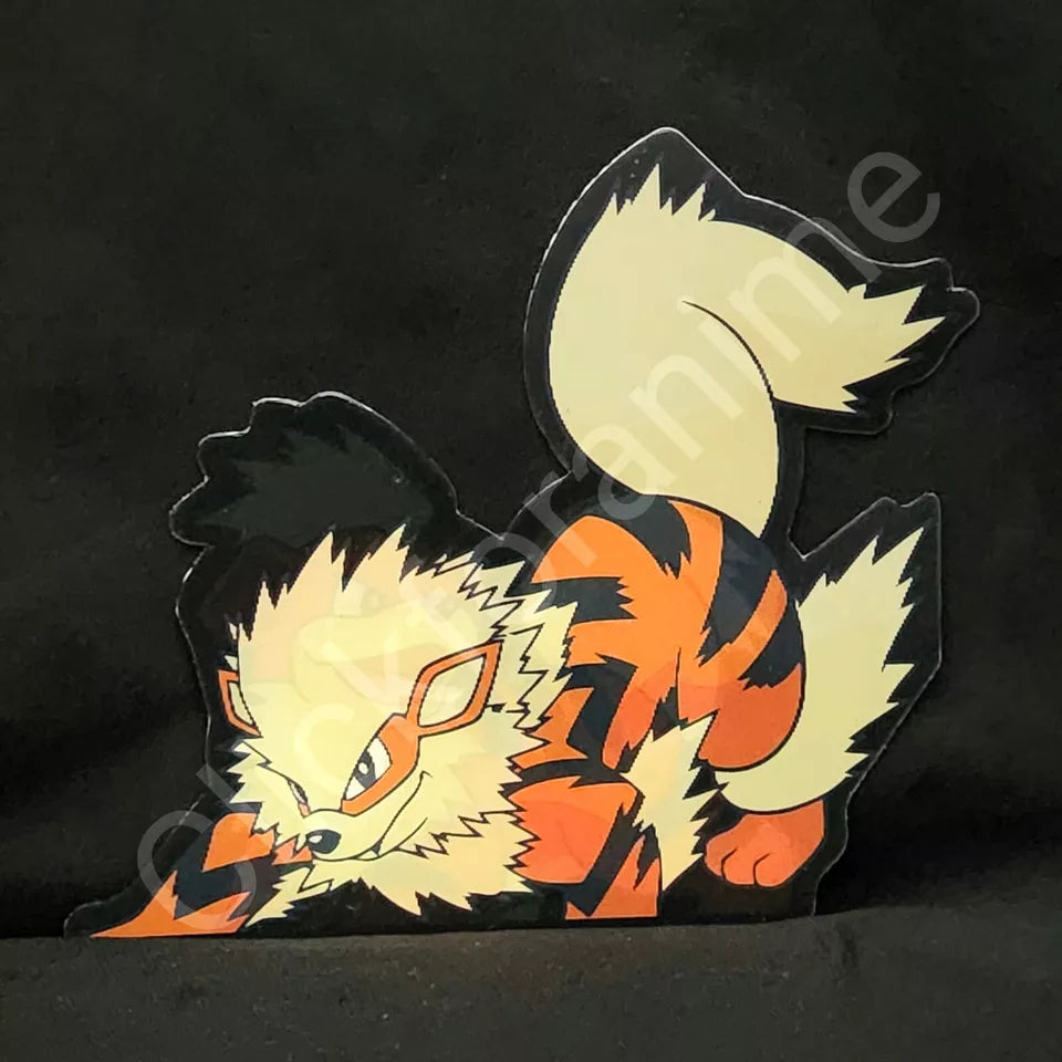 Pokemon: Growlithe + Arcanine 3D Moving Sticker Lenticular Car laptop Decal