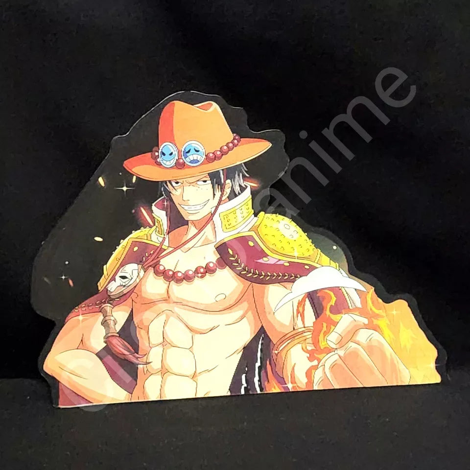 One Piece: Portgas D. Ace 3D Moving Car Laptop Sticker Anime Lenticular Decal