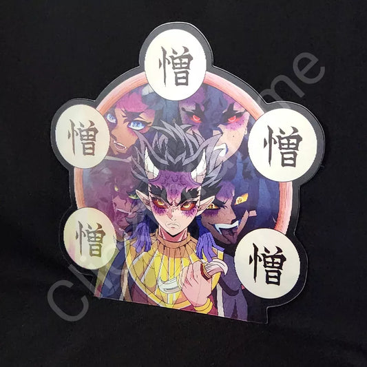 Demon Slayer: Hantengu 3D Moving Sticker Lenticular Anime Manga Decal