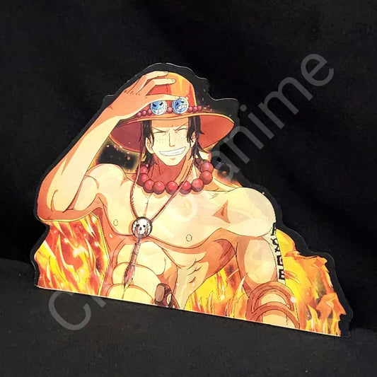 One Piece: Portgas D. Ace 3D Moving Car Laptop Sticker Anime Lenticular Decal