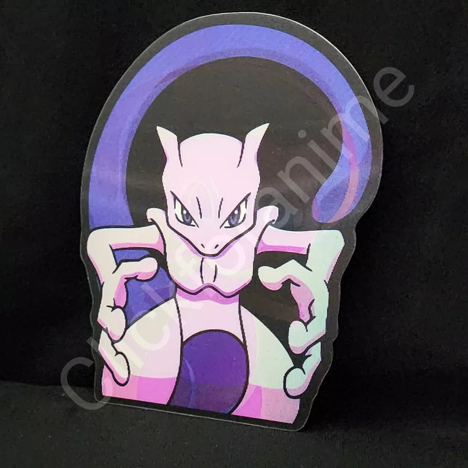 Pokemon: Mew + Mewtwo 3D Moving Car Sticker Lenticular Laptop Car Decal
